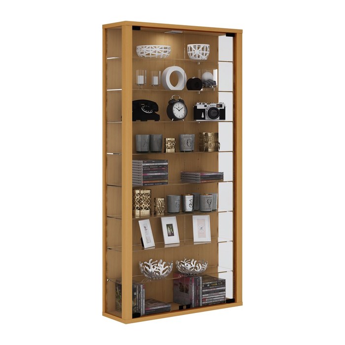 VCM my home Vitrosa Maxi Vitrine buche 8 Fachböden mit Beleuchtung