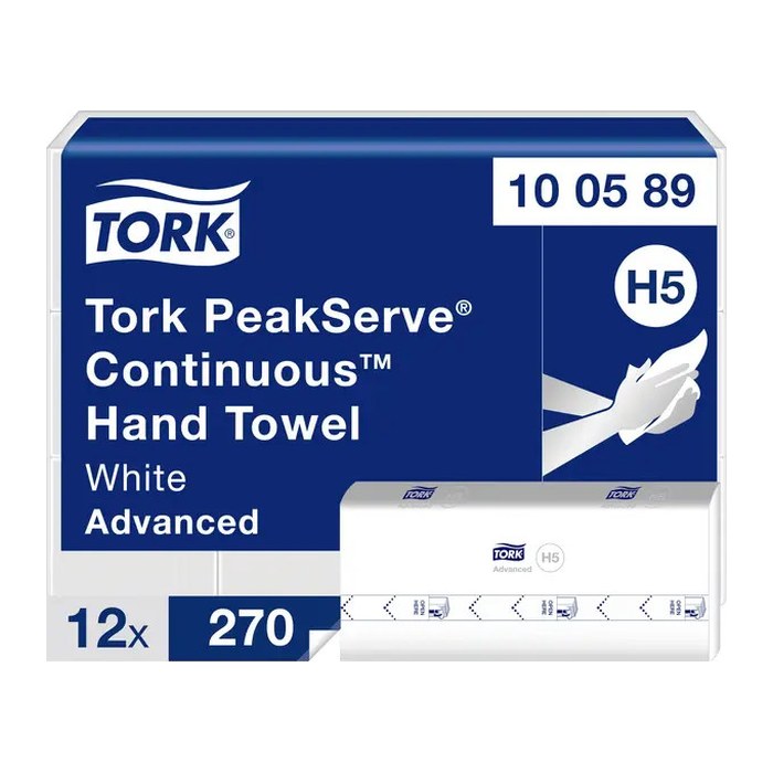 TORK Papierhandtücher 100589 PeakServe® H5 Endlos™ Advanced Interfold-Falzung 1-lagig weiß, 3.240 Tücher