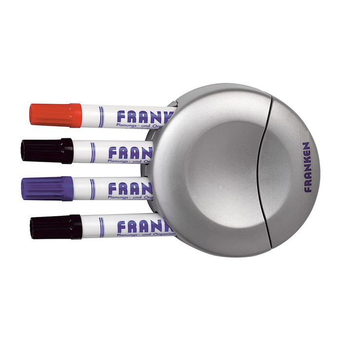 FRANKEN Stiftehalter silber Kunststoff 4 Fächer 12,0 x 12,0 x 3,0 cm