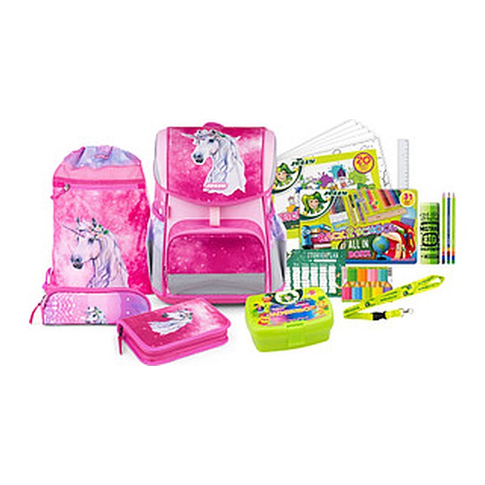 JOLLY Schulranzen-Set ERGONOMIC FLEXY Kunstfaser pink