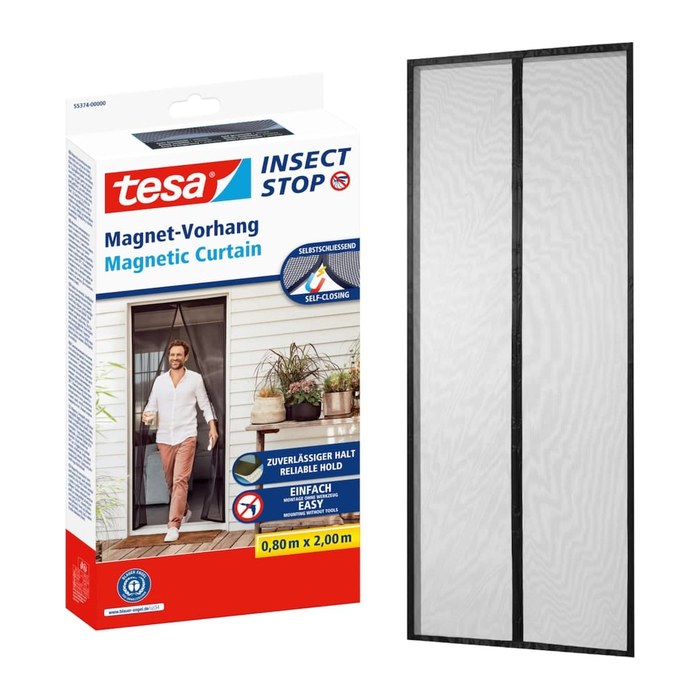 tesa Fliegengitter Insect Stop Magnetvorhang anthrazit 0,8 x 2,0 m