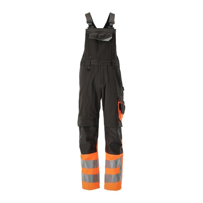 MASCOT® unisex Warnschutz-Latzhose Sunderland dunkelanthrazit, orange Größe 52