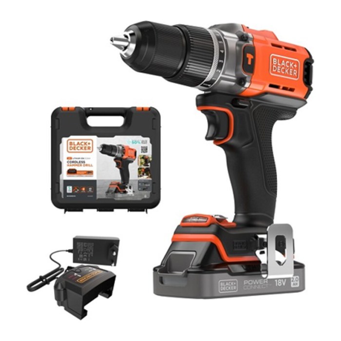 Black&Decker Akku-Schlagbohrschr. 18V 2Ah, Kof BCD383D1XK