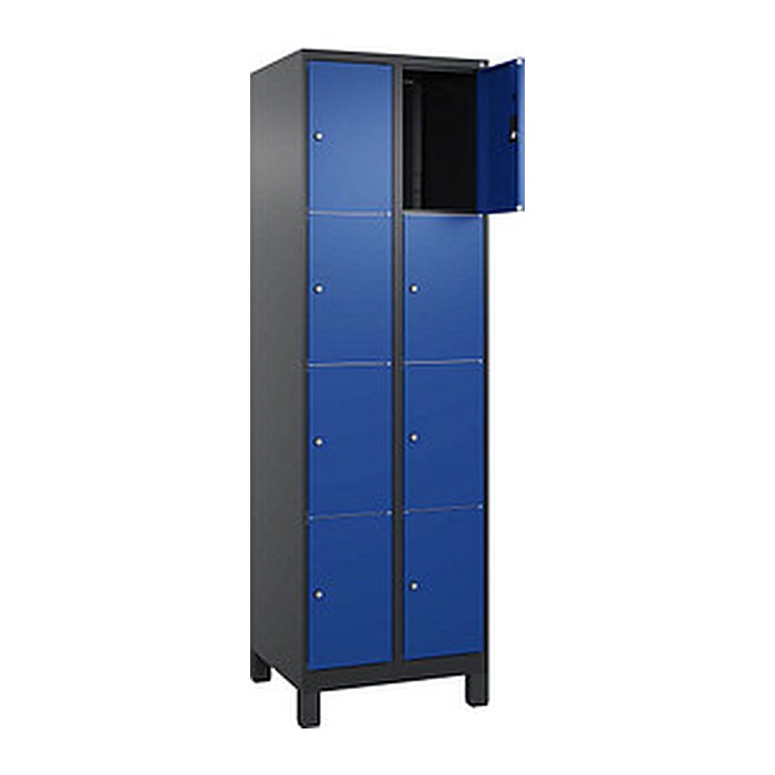 CP Schließfachschrank Classic Plus enzianblau, schwarzgrau 080010-204 S10042, 8 Schließfächer 60,0 x 50,0 x 195,0 cm