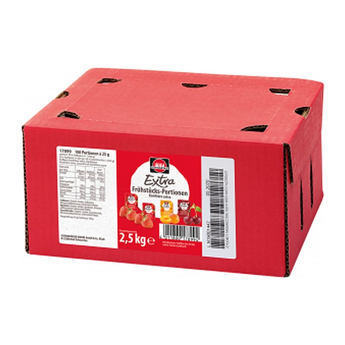 SCHWARTAU  Extra Mix Erdbeere, Aprikose, Sauerkirsche  Konfitüre, 100 St.