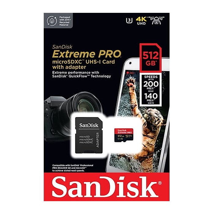 SanDisk Speicherkarte microSDXC-Card Extrem PRO, 512 GB, 1 St.