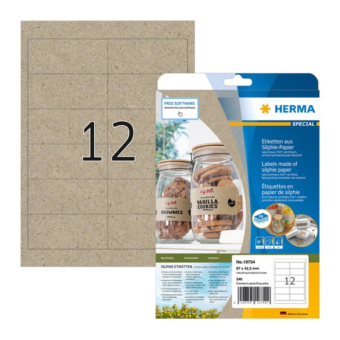 HERMA Etiketten braun 97,0 x 42,0 mm, 20 Blatt