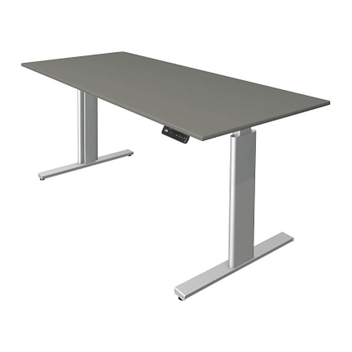 Kerkmann Move 3 tube elektrisch höhenverstellbarer Schreibtisch grafit rechteckig, T-Fuß-Gestell silber 180,0 x 80,0 cm