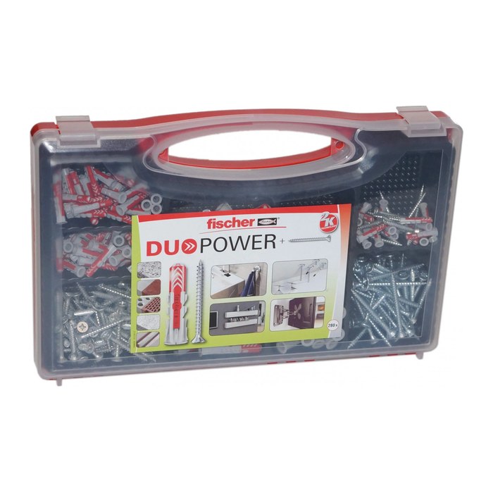 fischer Red-Box DuoPower + S 2K 536091 Dübel- und Schrauben-Sortiment, 280-teilig