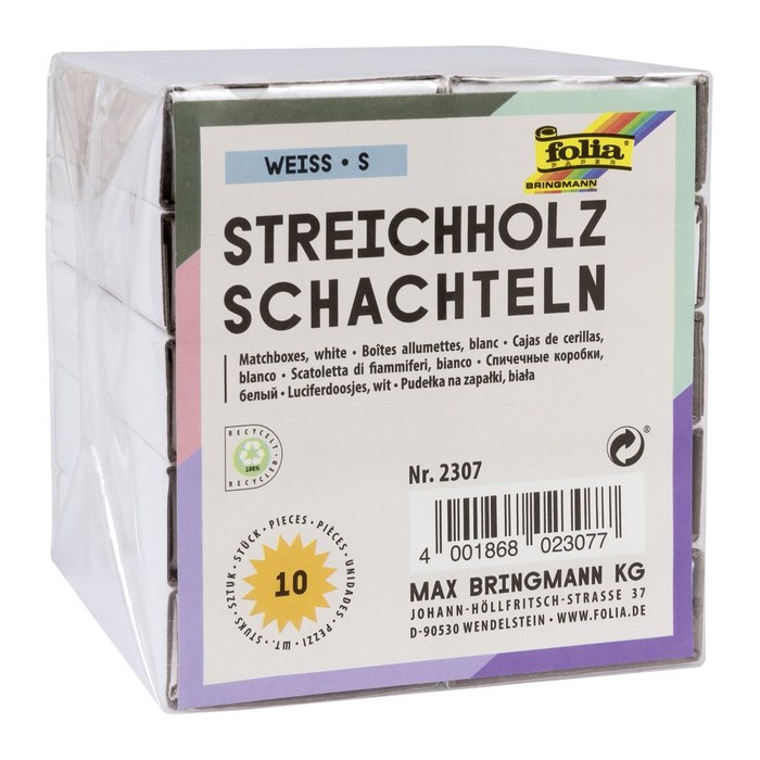 folia Bastelzubehör Streichholzschachteln S weiß 10 St.