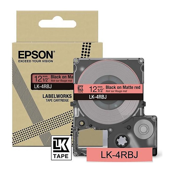 EPSON Schriftband LK LK-4RBJ C53S672071, 12 mm, schwarz auf rot, 1 St.
