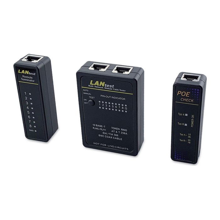 Equip Kabeltester für RJ45/RJ12/RJ11/BNC/PoE schwarz