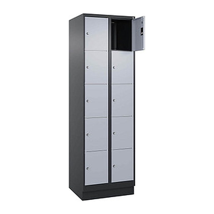 CP Schließfachschrank Classic PLUS schwarzgrau, weißaluminium 080020-205 S10013, 10 Schließfächer 60,0 x 50,0 x 195,0 cm