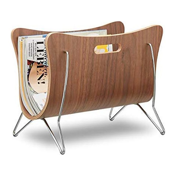 relaxdays Zeitungsständer 10021238_0 braun Holz, DIN A4 quer, 1 St.
