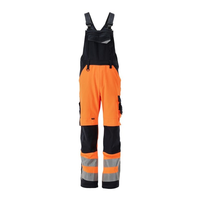 MASCOT® unisex Warnschutz-Latzhose Newcastle orange, schwarzblau Größe 68