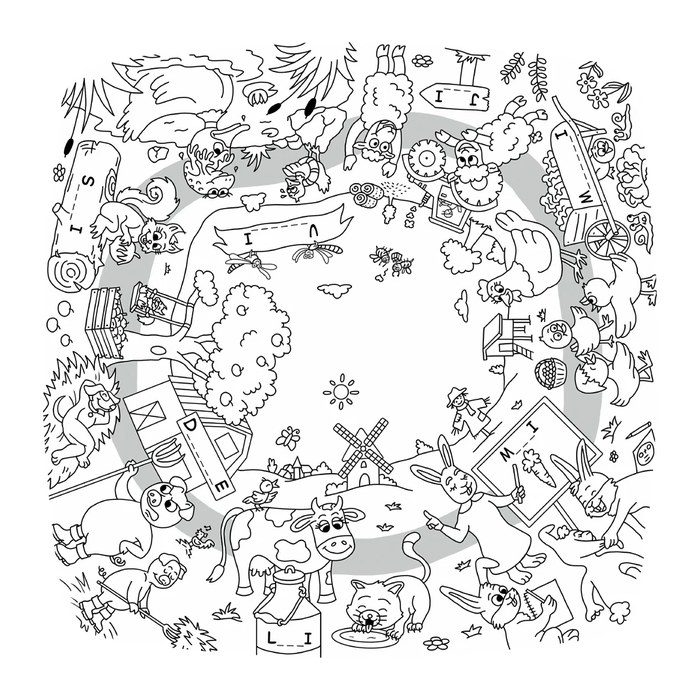PAPERFLOW Kids Dschungel Maltisch quadratisch Spanplatte weiß 60,0 x 60,0 x 46,0 cm, 1 St.