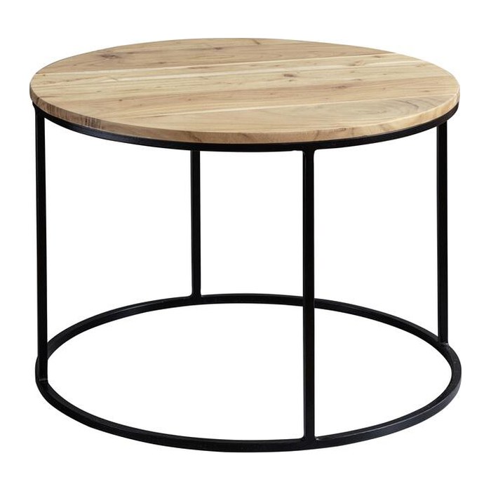 WOHNLING Couchtisch rund Massivholz akazie 60,0 x 60,0 x 43,0 cm, 1 St.