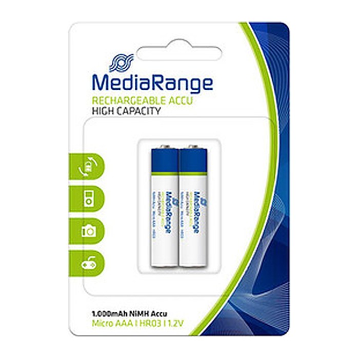 MediaRange Batterie wiederaufl. NiMH-Akkus Micro AAA/HR03 2x