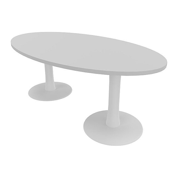 Quadrifoglio Konferenztisch Idea+ lichtgrau oval, Säulenfuß weiß, 200,0 x 110,0 x 74,0 cm
