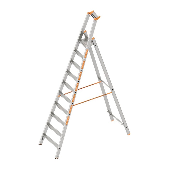 Layher Stehleiter einseitig TOPIC 1064 silber 10 Stufen, H: 320,0 cm