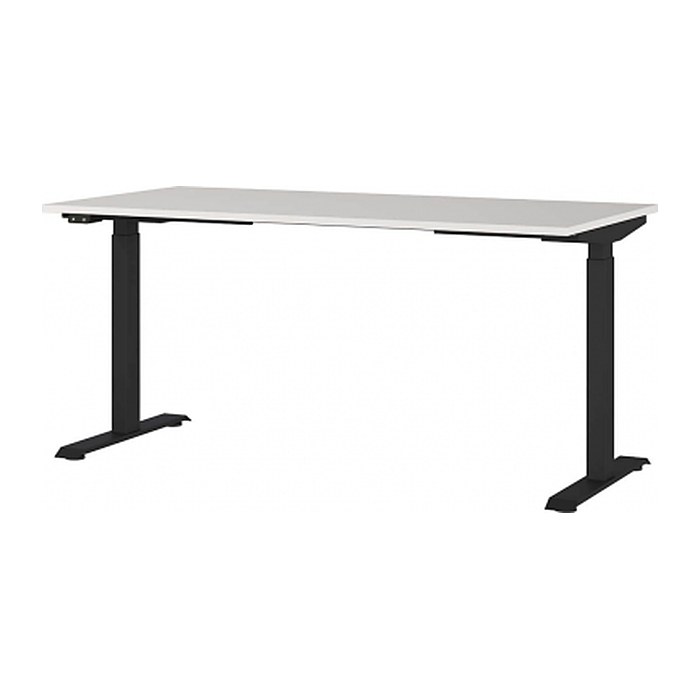 GERMANIA JET höhenverstellbarer Schreibtisch lichtgrau rechteckig, T-Fuß-Gestell schwarz 160,0 x 80,0 cm
