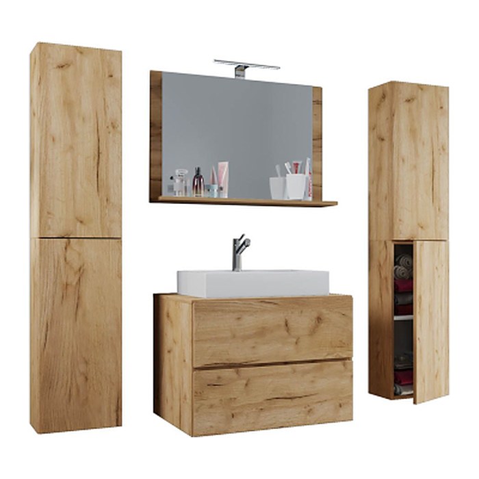 VCM my bath Badmöbel-Set 5-teilig Lendas XL 915215 honig-eiche 147,0 x 52,0 x 150,0 cm
