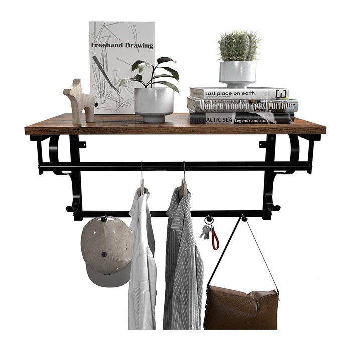 VASAGLE Wandgarderobe LCR11BX braun Metall 7 Haken 60,0 x 31,7 cm, 1 St.
