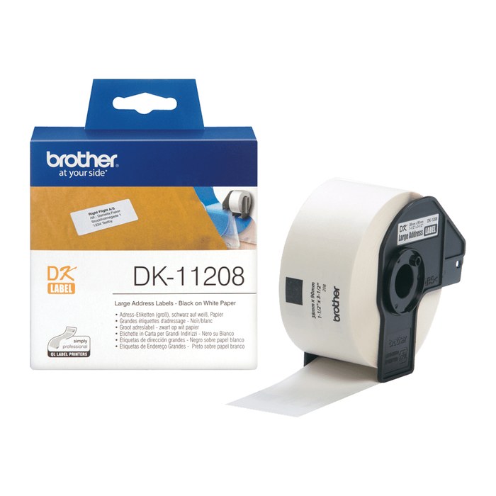 brother Etikettenrolle für Etikettendrucker DK11208 weiß, 38,0 x 90,0 mm, 1 x 400 Etiketten