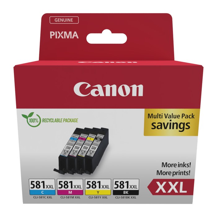 Canon CLI-581XXL BK/C/M/Y schwarz, cyan, magenta, gelb Druckerpatronen, 4er-Set