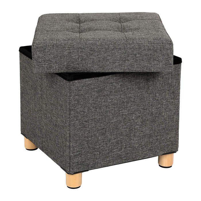 SONGMICS Wohnzimmer-Hocker mit Stauraum LSF14GYZ dunkelgrau, 1 St.