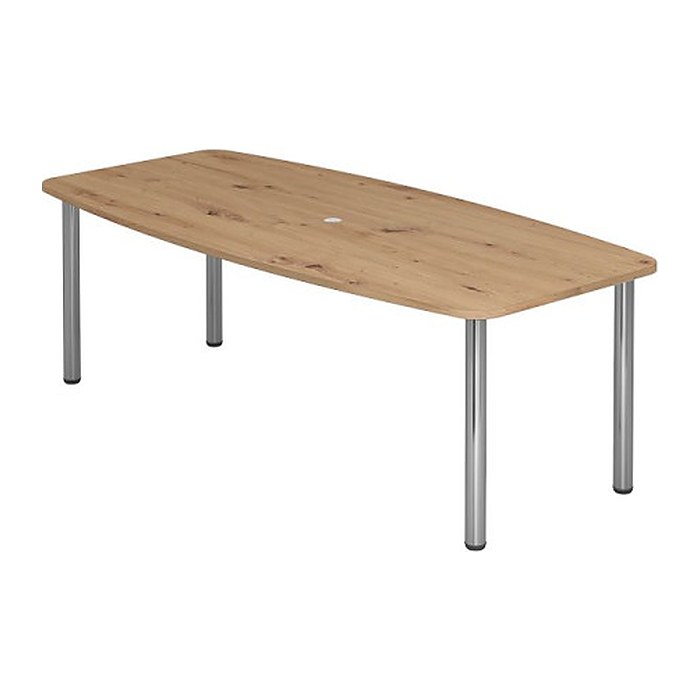 HAMMERBACHER Konferenztisch KT22C asteiche Tonnenform, Rundrohr chrom, 220,0 x 83,0/103,0 x 72,0 - 74,0 cm