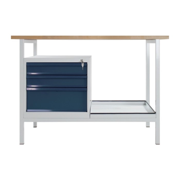 ADB Werkbank Eko lichtgrau, anthrazitgrau 3 Schubladen 120,5 x 60,0 x 82,5 cm