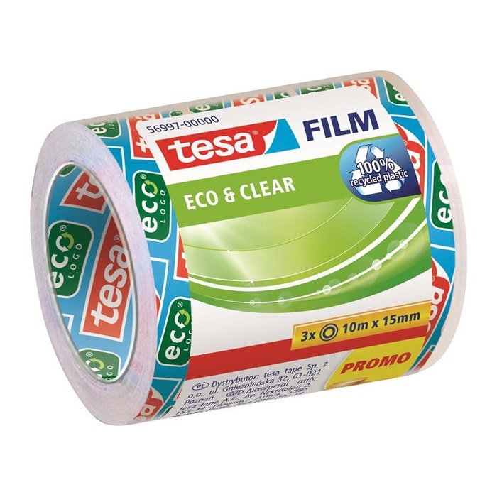 tesa CLEAR RECYCLED Klebefilm transparent 15,0 mm x 10,0 m 3 Rollen
