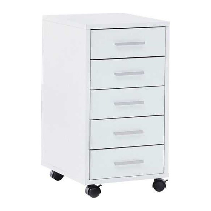 WOHNLING Rollcontainer weiß 5 Auszüge 33,0 x 38,0 x 63,0 cm