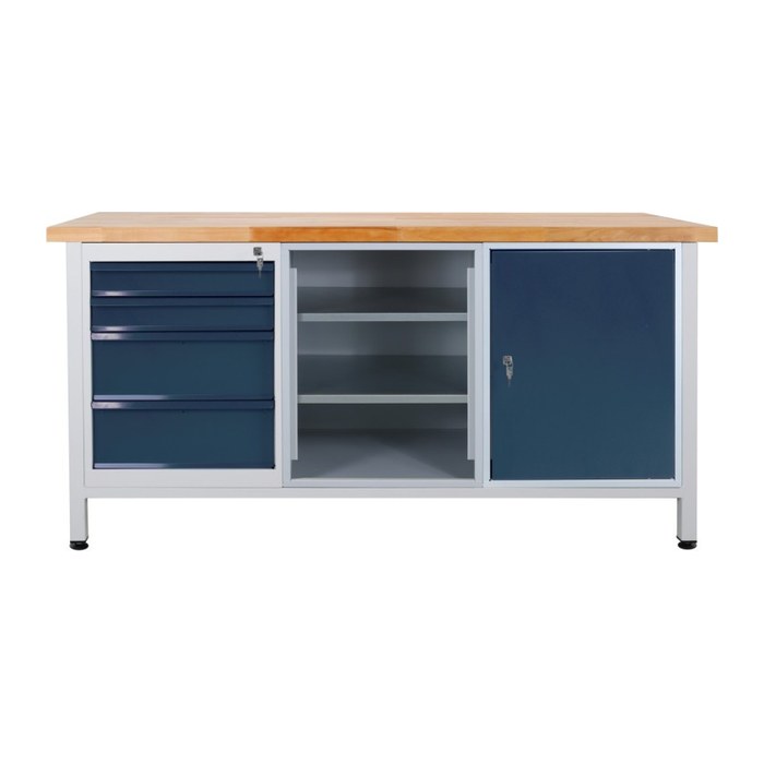 ADB Werkbank lichtgrau, anthrazitgrau 4 Schubladen 170,0 x 60,0 x 84,0 cm