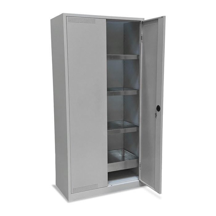 Umweltschrank (920 mm Breit) mit 4 Wannen (Türen Lichtgrau)