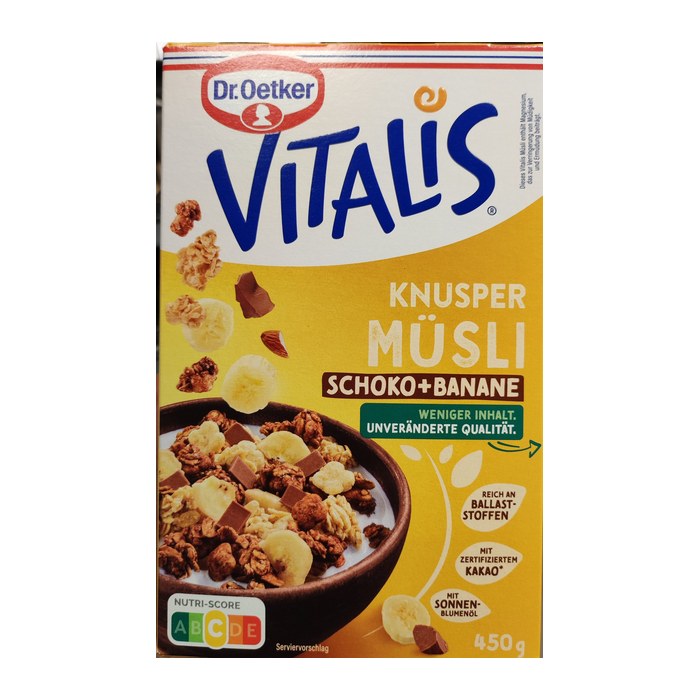 Dr. Oetker VITALIS KNUSPER SCHOKO+BANANE Müsli 450,0 g, 1 St.