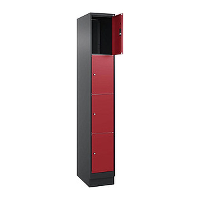 CP Schließfachschrank Classic PLUS rubinrot, schwarzgrau 080020-104 S10031, 4 Schließfächer 30,0 x 50,0 x 185,0 cm