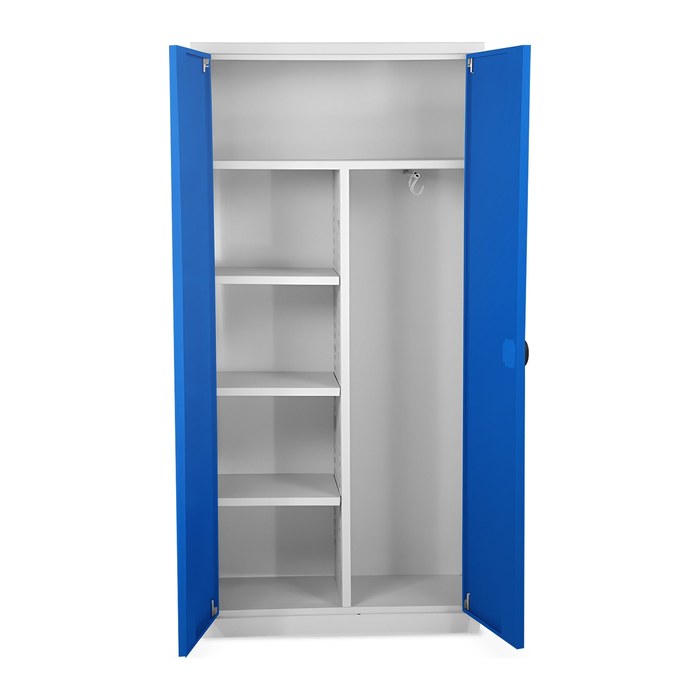 Kleideraktenschrank – 920 x 420 (5 OH) – Korpus in Lichtgrau (Türen Enzianblau)