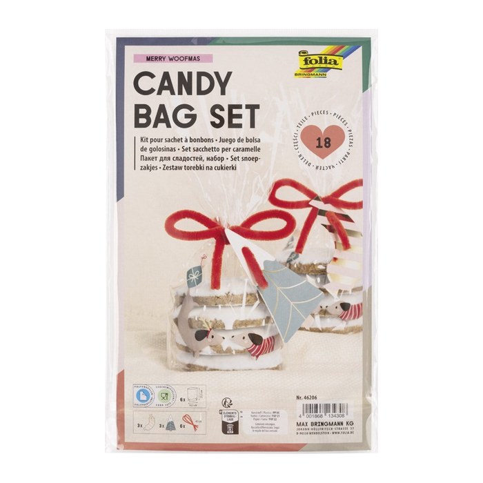 folia PP-Bodenbeutel MERRY WOOFMAS 14,5 x 23,5 cm, 6 St.