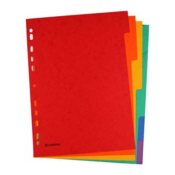 DONAU Register DIN A4 Vollformat 6 rot, orange, gelb, grün, blau, lila 6-teilig, 1 Satz