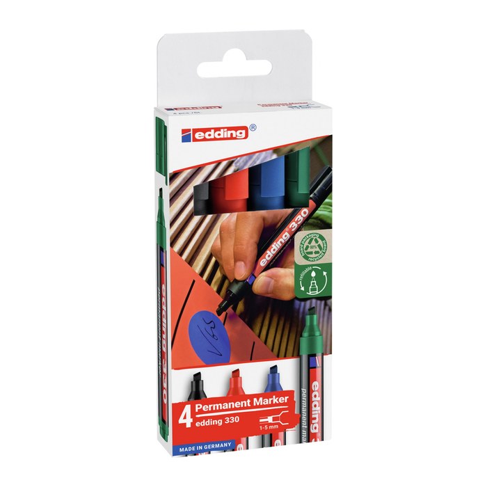 edding 330 Permanentmarker farbsortiert 1,0 - 5,0 mm, 4 St.