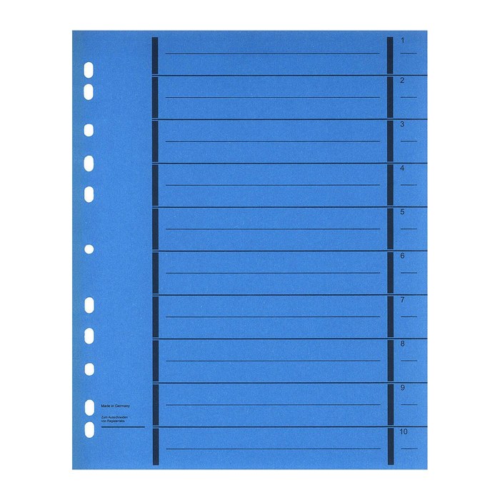 Wekre Trennblätter DIN A4 1-10 blau, 190 g/qm, 50 St.