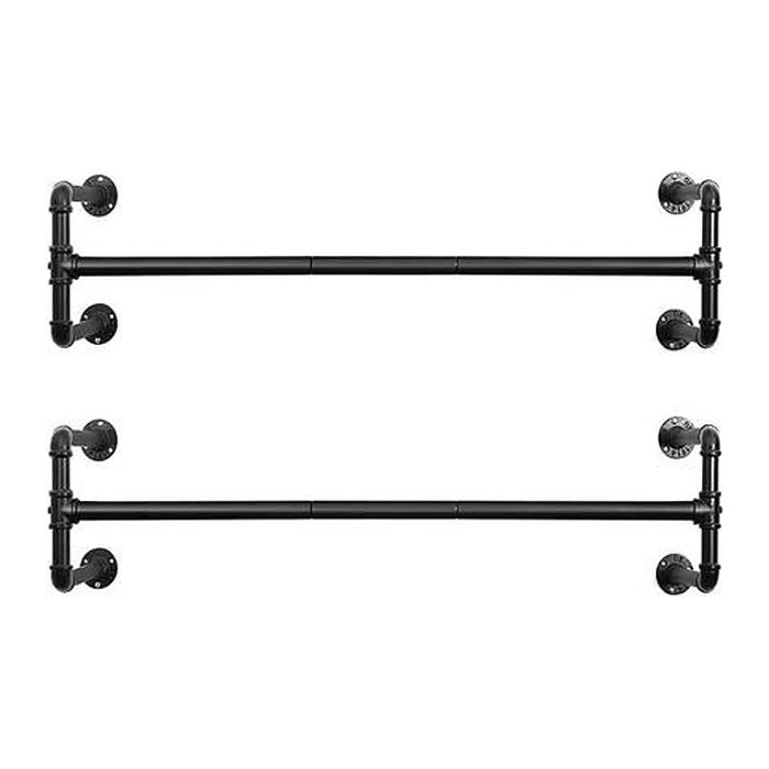 SONGMICS Wandgarderobe schwarz Metall 112,0 x 29,3 cm, 2 St.