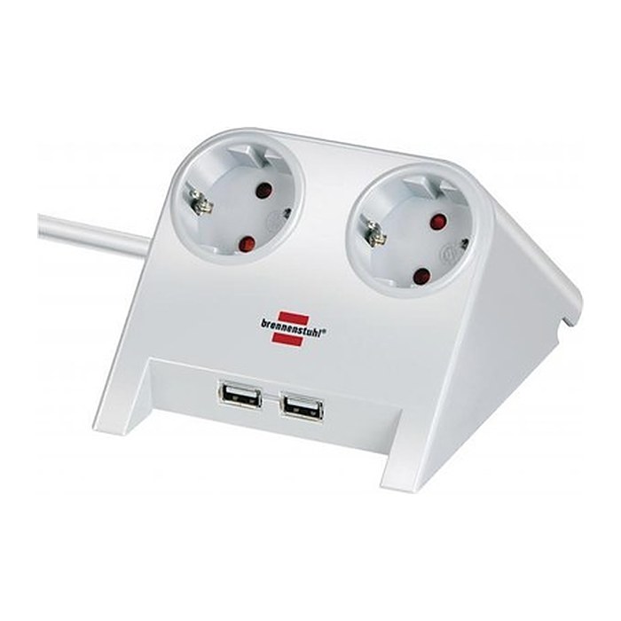 brennenstuhl Desktop-Power USB-Charger 2-fach Tischsteckdose 1,8 m weiß mit USB-Buchse