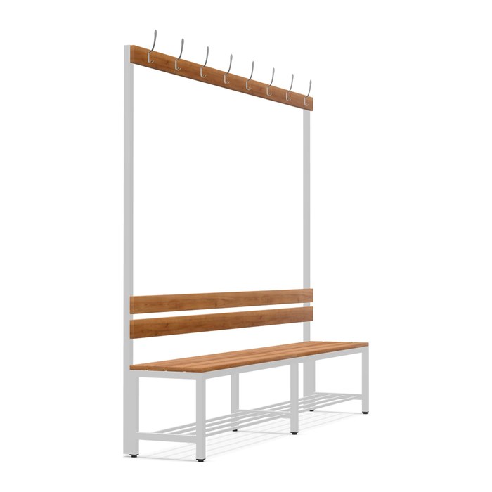 Garderobenbank einseitig – 2000 mm lang – aus Holz/Stahl