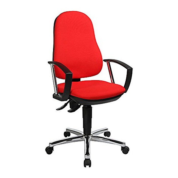 Topstar Bürostuhl Support® P Deluxe, 8179AG21 Stoff rot, Gestell chrom