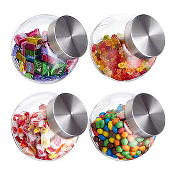 relaxdays Vorratsdosen 15,5 cm hoch transparent 1,5 l, 4 St.