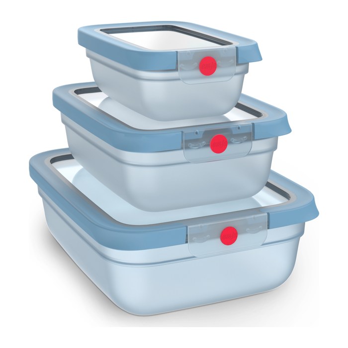 emsa Frischhaltedosen-Set ONECLICK blau 0,5/1,2/2,3 l, 3 St.