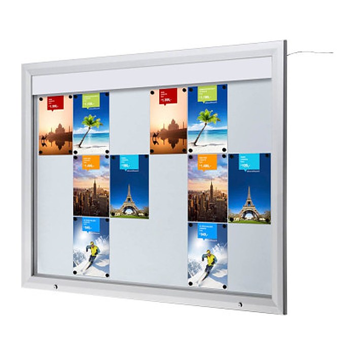 Showdown® Displays Schaukasten T LED silber 18x DIN A4 146,5 x 4,7 x 116,7 cm, 1 St.